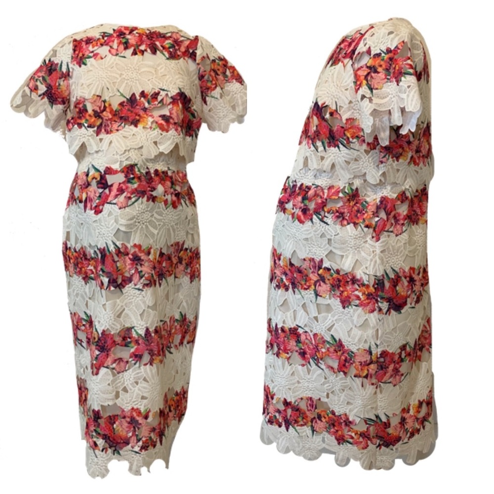 ASOS floral lace maternity and nursing dress with shrug